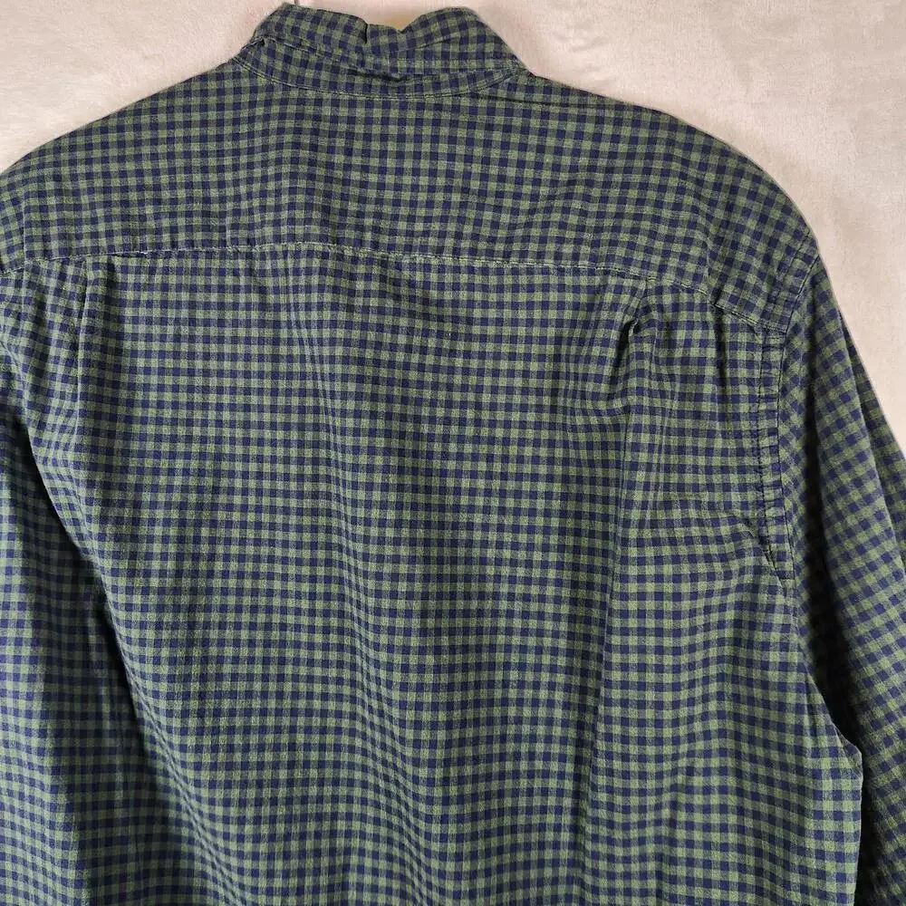 J Crew Mercantile Flex Shirt M Green Blue Gingham Button Down Long Sleeve Casual
